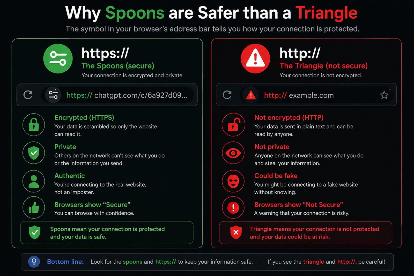 Comparison of HTTPS and HTTP browser connection indicators